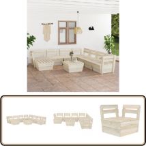 Salon de jardin palette 9 pcs Bois d'épicéa imprégné - Salon De Jardin - Mobilier De Jardin - Ensemble Salon De Jardin - Set De Salon De Jardin