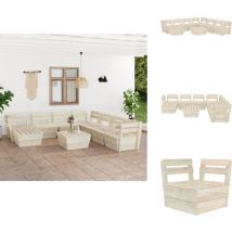 Salon de jardin palette 9 pcs Bois d'épicéa imprégné - Salon De Jardin - Mobilier De Jardin - Ensemble Salon De Jardin - Set De Salon De Jardin