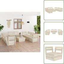 Salon de jardin palette 9 pcs Bois d'épicéa imprégné - Salon De Jardin - Mobilier De Jardin - Set De Salon - Ameublement De Terrasse - Décoration