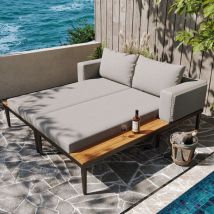 Salon de Jardin pour 2 Personnes,Lit de salon double,Chaise longue d'extérieur,Canapé-lit étanche multifonctionnel pour Patio Balcon