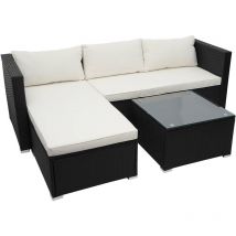 Décoshop26 - Salon de jardin pour balcon terrasse jardin en polyrotin noir coussin crème 040004216