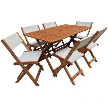 Habitat Et Jardin - Salon de jardin repas 'Séoul' - 1 Table + 6 chaises - Maple - Beige