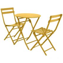 Hesperide - Salon de jardin rond en métal Greensboro ø 60 cm Moutarde avec 2 chaises - Hespéride