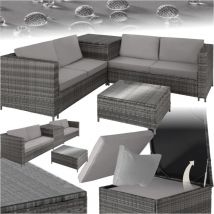 Tectake - Canapé de jardin Siena 4 places avec coffre de rangement - gris/gris clair