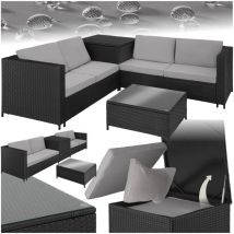 Tectake - Canapé de jardin Siena 4 places avec coffre de rangement - noir/gris