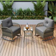 Liberté - Salon de jardin - Structure Métal - 1 Table Bass - 2 personnes - Gris