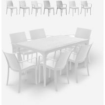 Salon de jardin table 150x90cm 6 chaises blanches Sunrise Light