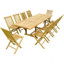 Kajang - salon de jardin extensible avec table rectangulaire 12 places en teck