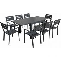 Salon de jardin venezia extensible 90/180 en aluminium anthracite - 8 places