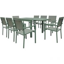 Happy Garden - Salon de jardin venezia extensible 90/180 en textilène vert sauge 8 places - aluminium vert sauge
