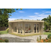 Carlsson – Abri de jardin bois Viva A – 480 x 480 cm – 44 mm épaisseur – 2 portes doubles en bois lamellé