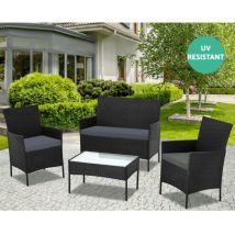 Webmarketpoint - Salon de jardin WRS008 en rotin noir