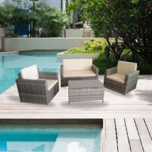 Salon de jardin WRS066G rotin gris WRS066G