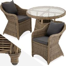 Salon de jardin Avec cadre en aluminium avec Plateau en verre de sécurité Chaises préassemblées