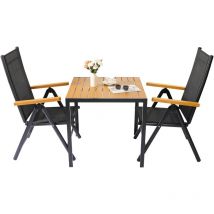 Salon de Jardin,Ensemble de Table et Chaise de Jardin,Table d'extérieur,Chaises Pliables,Aluminium-(3pc-2xchaises+1xtable,marron)