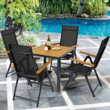 Salon de Jardin,Ensemble de Table et Chaise de Jardin,Table d'extérieur,Chaises Pliables,Aluminium-(5pc-4xchaises+1xtable,marron)