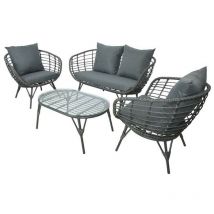 Jardideco - Salón Evora de 4 plazas en color gris