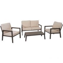 Garniture HWC-L64 - salon de jardin Garniture de jardin Lounge-Set Canapé - métal - rembourrage crème-blanc
