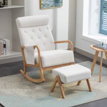 Fauteuil à bascule confortable pour salon avec pouf