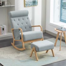 Salon Fauteuil à bascule confortable avec pouf , Gris clair