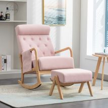 Ohjijinn - Salon Fauteuil à bascule confortable avec pouf ,rose - pink