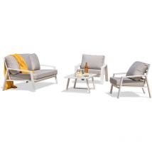 Ibiza - Salon de jardin 5 places en aluminium blanc Paris Garden