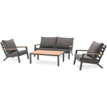Dcb Garden - kommos - Salon de jardin 5 pl en alu anthracite et plateau composite effet bois