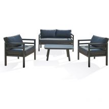 Dcb Garden - lisbonne - Salon de jardin 4 places en aluminium gris anthracite