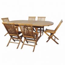 Salon de jardin en teck grade c Lombok : table ovale + 6 chaises