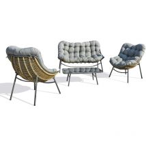 Dcb Garden - tulum - Salon de jardin 4 places en résine tressée marron