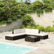 Bonnevie - Salotti da giardino 6 pz - Mobili da giardino con Cuscini in Polyrattan Nero BV551272