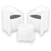 Salotto 2 posti in resina da esterno giardino con cuscini imbottiti lavabili Luna - White