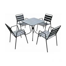 Krystin Lounge (1 Table 4 Chaises) Acier - Couleur Anthracite