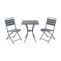Salon Bistro Pliant (1 Table 2 Chaises) Acier - Couleur Anthracite