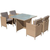Casa Collection - set da giarino 'arena' colore marrone con 4 poltrone e tavolo con top in vetro