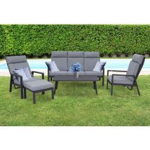 Salotto da esterno con poltrone reclinabili e pouff mod. Beira