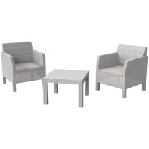 Toomax - Salotto da giardino 2 posti in resina effetto rattan completo di cuscini Matilde Bianco