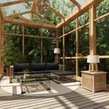 vidaXL Set Divani da Giardino 5 pz con Cuscini in Polyrattan Grigio