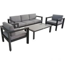 Salotto da giardino HIBISCUS antracite con divano tre sedute, due poltrone e tavolino by Giardini di Maggio