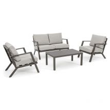 Iperbriko - Salotto da giardino in alluminio verniciato marrone con seduta in tessuto sfoderabile - Harley