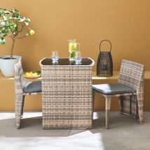 Set tavolo da giardino in resina intrecciata 2 posti