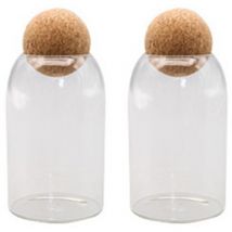 Salt and Pepper Glass Salt & Pepper Shakers with Oak Stopper, Set of 2, Clear 800ml