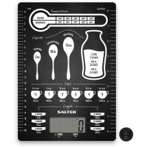 Salter 1171 CNDR bilancia da cucina digitale di precisione Premium con tavolo di conversione, capacità massima 5 kg, piattaforma in vetro