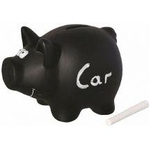 Salvadanaio in ceramica, Maialino nero con gesso per scrivere