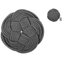 H&h - Salvamanteles redondo de algodón - Gris - 27 cm