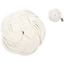 H&h - Salvamanteles redondo de algodón - Blanco - 27 cm