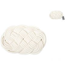 H&h - Salvamanteles ovalado de algodón - Blanco - 27x17 cm