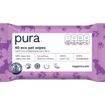 Pura Salviette per Animali e Cani, 90 Salviette (Confezione da 1), 100% Senza Plastica, 100% Biodegradabili, Salviette Grandi per la Pulizia, Vegane