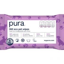 Pura Salviette per Animali e Cani, 360 Salviette (Confezione da 4), 100% Senza Plastica, 100% Biodegradabili, Salviette Grandi per la Pulizia, Vegane