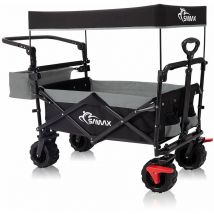 Samax - Chariot de Jardin avec Toit Pliante Offroad - Noir / Gris